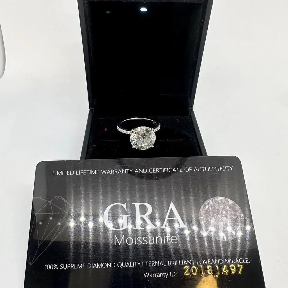 Moissanite Diamond Ring 3 Ct Engagement Wedding Round Cut Solitaire GRA Size 8